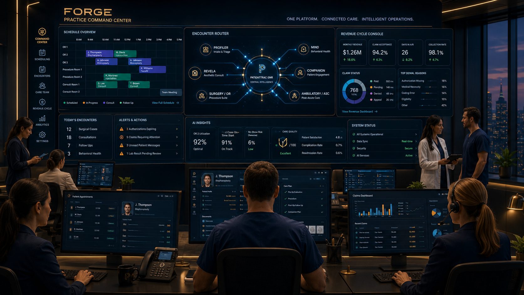 A care team using PatientTracForge at the point of care